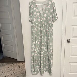 Floral Green Maxi Dress